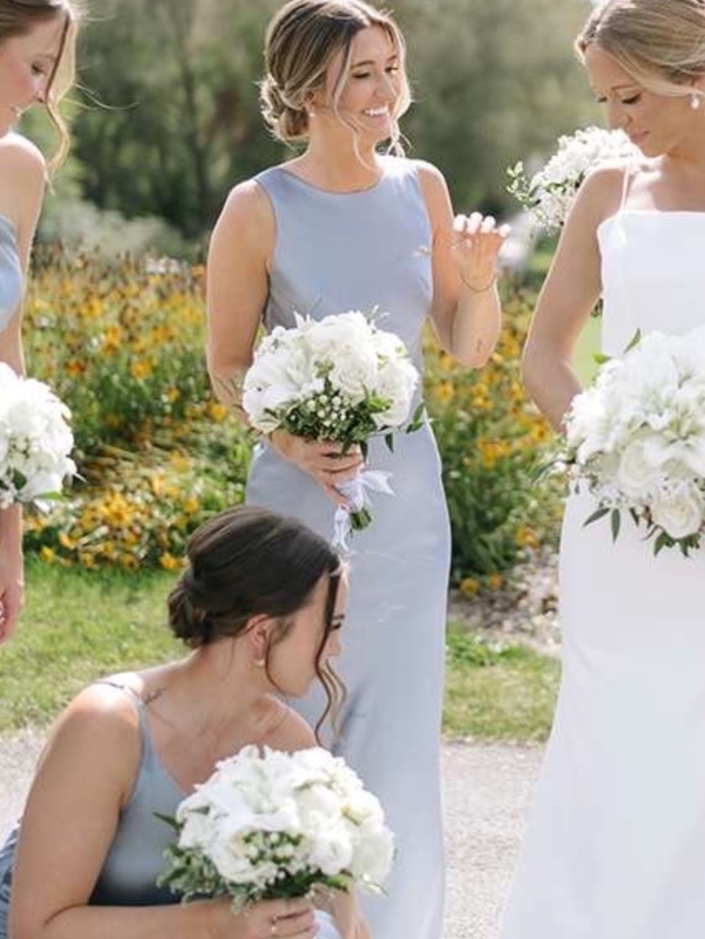 Revelry Light Blue Satin Maxi Bridesmaid Dress